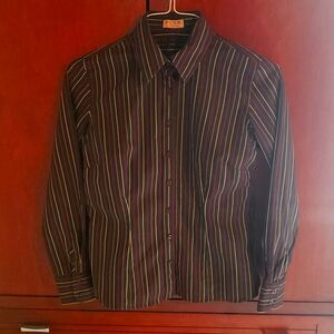 Thomas Pink women's brown multicolored striped button down shirt. Size 6